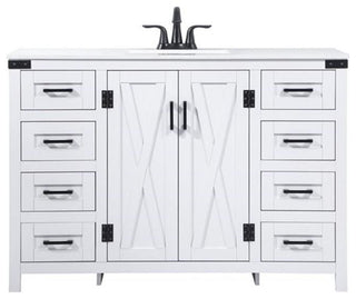 Elegant Decor Grant 48" Aluminum MDF Single Bathroom Vanity in White