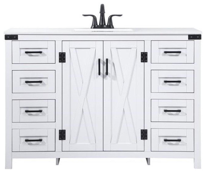 Elegant Decor Grant 48" Aluminum MDF Single Bathroom Vanity in White