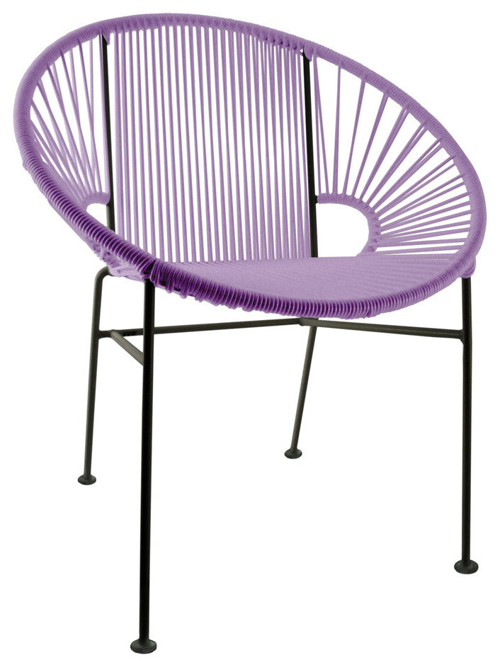 Concha Indoor/Outdoor Handmade Dining Chair, Orchid Weave, Black Frame