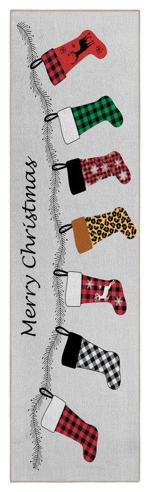 Indoor/Outdoor Wonderland WN5 Silver Machine Washable 2'3" x 7'6" Runner Rug