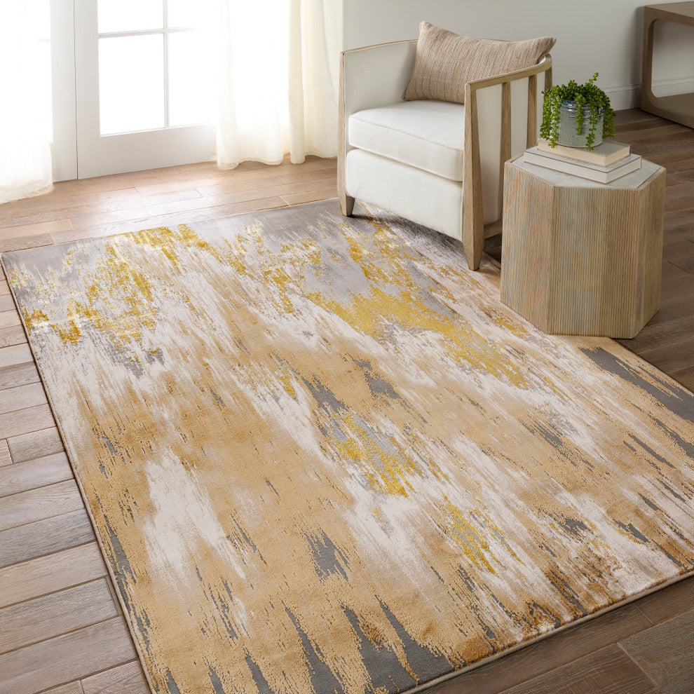 Ulysses Abstract Gold/ Gray Area Rug 5'X7'6"