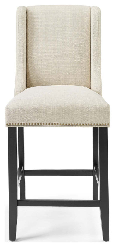 Counter Stool Chair, Fabric, Wood, Beige, Modern, Bar Pub Cafe Bistro Restaurant