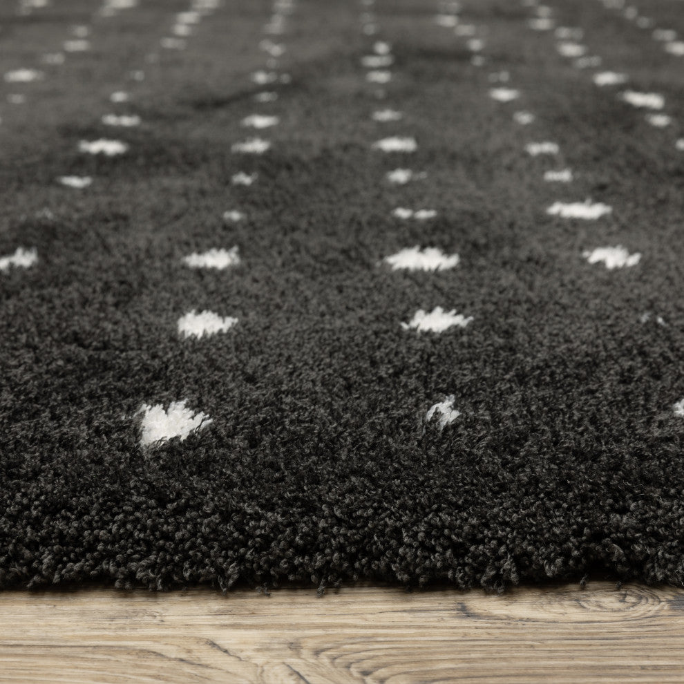 Greer Transitional Geo Dots Black/ Ivory Area Rug, 6'7" x 9'6"