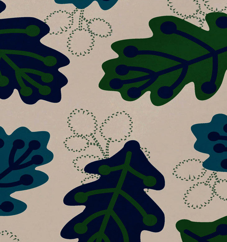 Retro Leaves Floral Print Placemat, Set of 4, Blue