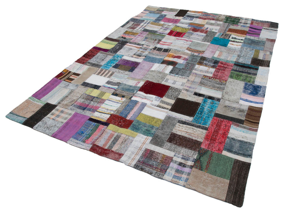 Rug N Carpet - Handmade Turkish 6' 7'' x 9' 8'' Rustic Patchwork Kilim Rug