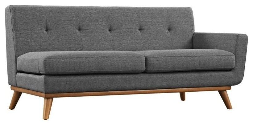 Modern Contemporary Right-Arm Loveseat , Gray, Fabric