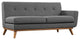 Modern Contemporary Right-Arm Loveseat , Gray, Fabric