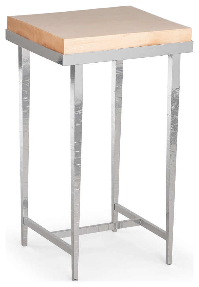 Wick Side Table, Sterling Finish, Maple Natural Accents