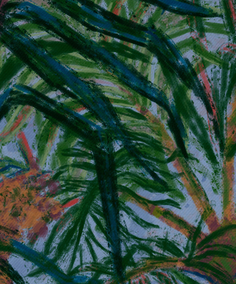 Palms, Floral Print Napkin, Blue, Set of 4