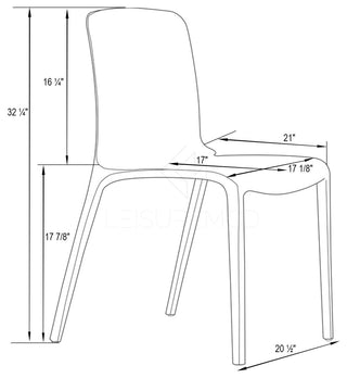 LeisureMod Murray Lucite Stackable Molded Dining Side Chair, Transparent Orange