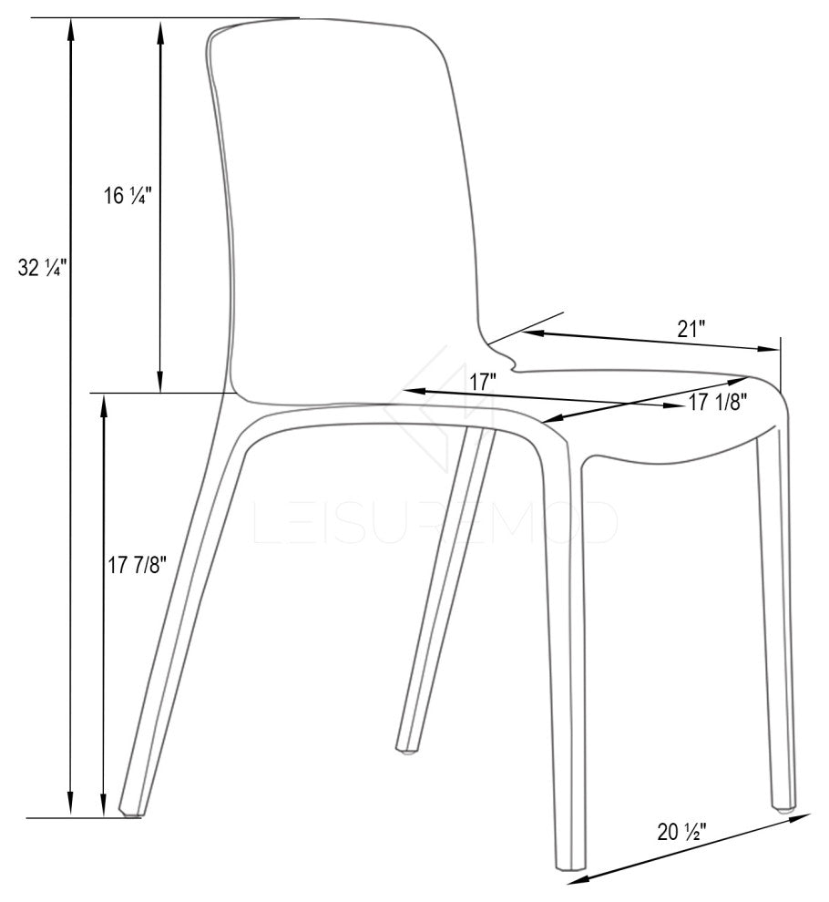 LeisureMod Murray Lucite Stackable Molded Dining Side Chair, Transparent Orange
