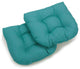 19" U-Shaped Solid Polyester Tufted Dining Chair Cushions, Set of 2, Aqua Blue