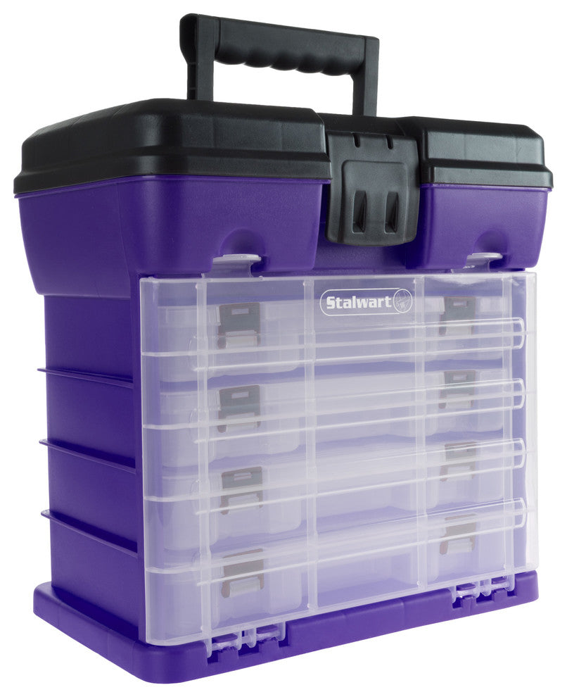 Storage Tool Box-Durable Organizer Utility Box-4 Drawers by Wakeman, Purple