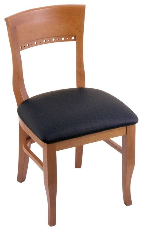 Holland Bar Stool, 3160 18 Chair, Medium Finish, Black Vinyl Seat