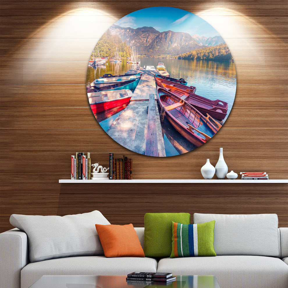 Bohinj Lake In Morning, Landscape Photo Round Wall Art, 23"