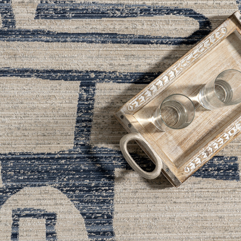 Nuloom Milani Contemporary Washable Indoor/Outdoor Rug, Navy 4'x6'