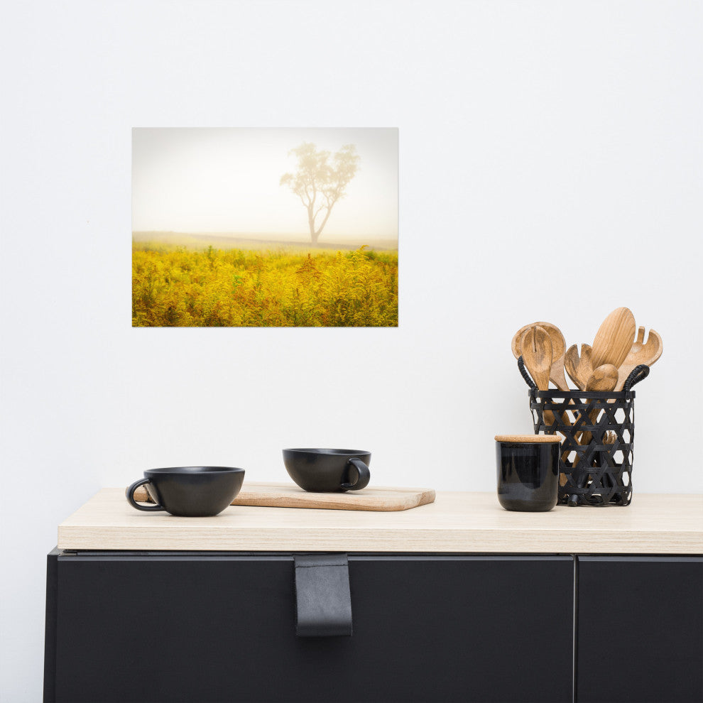 Dreams of Goldenrod and Fog Landscape Photo Unframed Wall Art Print, 12" X 16"