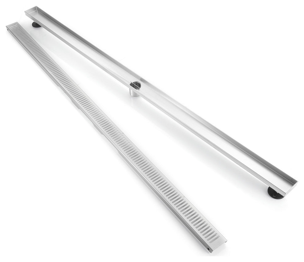 Stainless Steel Rectangular Linear Shower Floor Drain, Brushed Nickel, 60"
