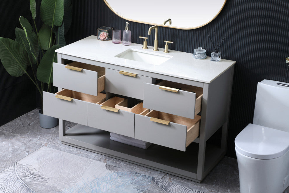 Louie 54" SIngle Bathroom Vanity, Grey