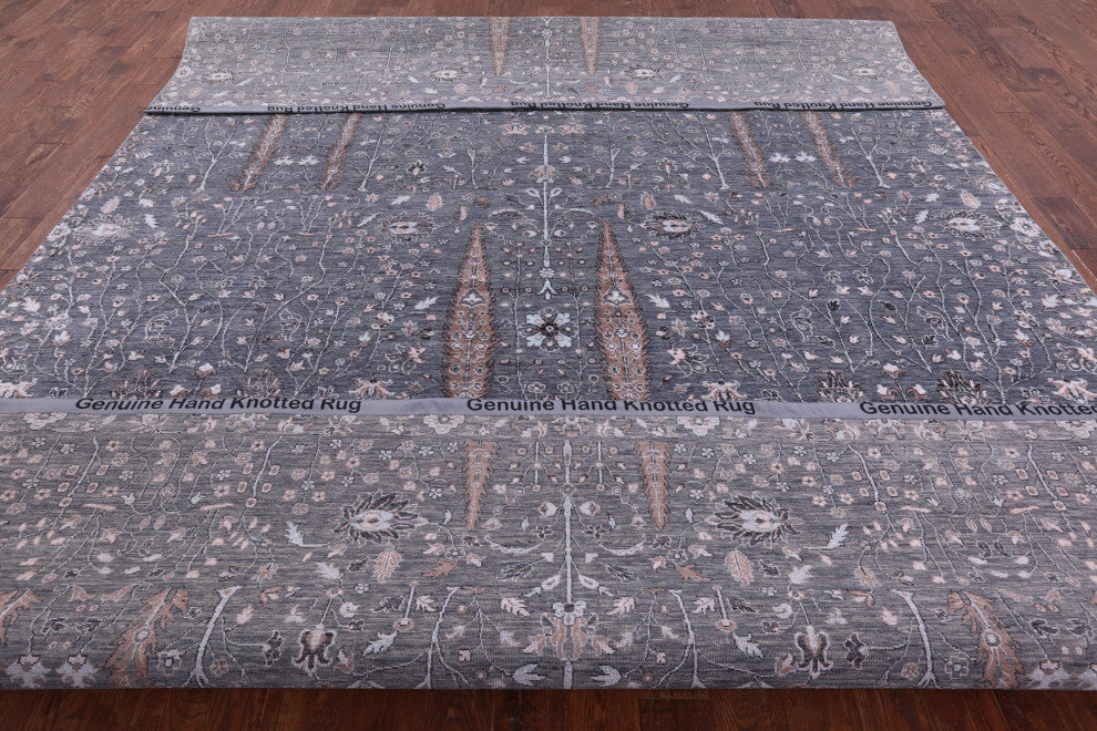 10' 1" X 14' 6" Hand-Knotted Persian Ziegler Wool and Silk Rug Q7061