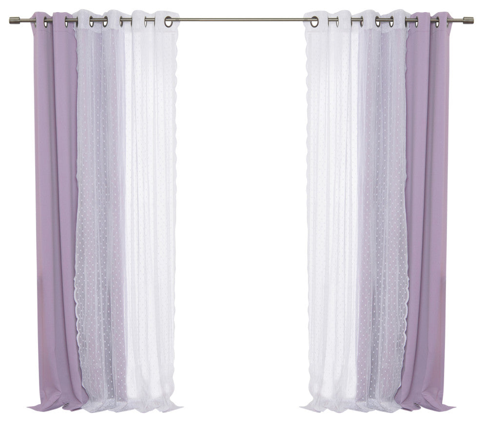 Sheer Pretty Dot and Blackout Curtains, Lavender, 52"x84"