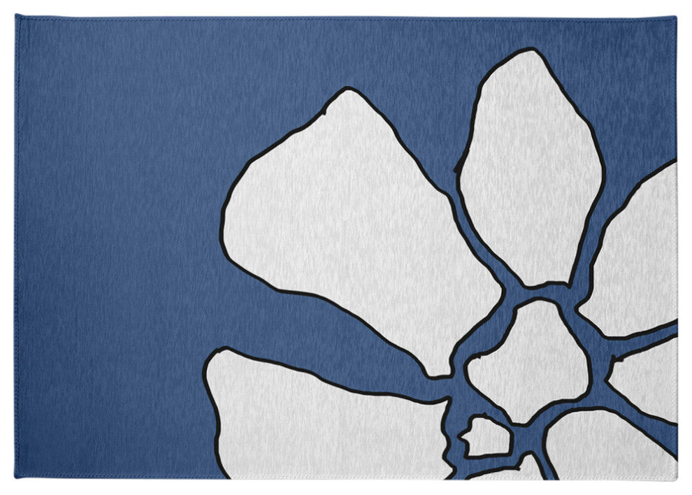 Petal Lines Spring Chenille Rug, Blue, 5'x7'