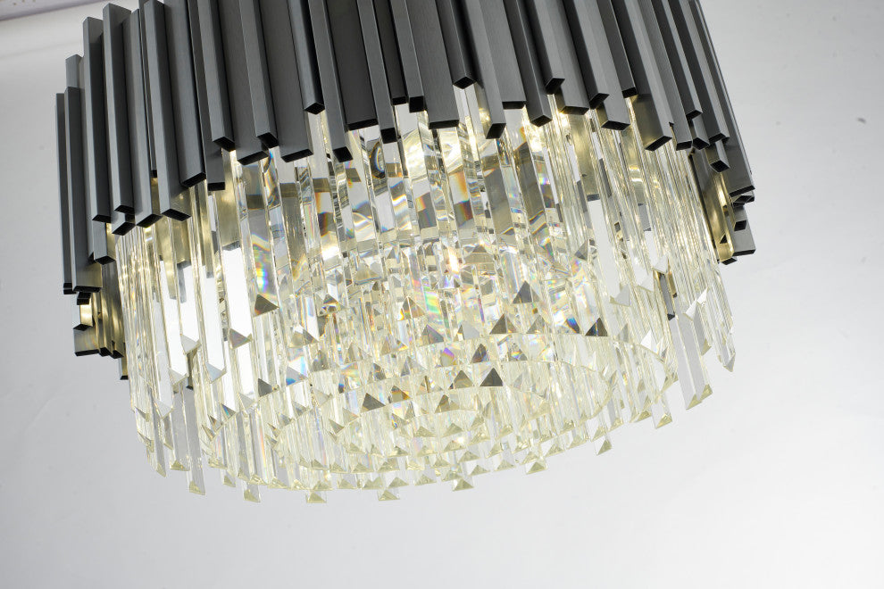 8-Light D22" Chrome Stainless Steel Chandelier With Clear Crystals