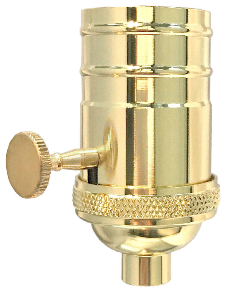 Royal Designs, Inc. 3 Way Vintage Lamp Socket, Polished Brass, Set of 6