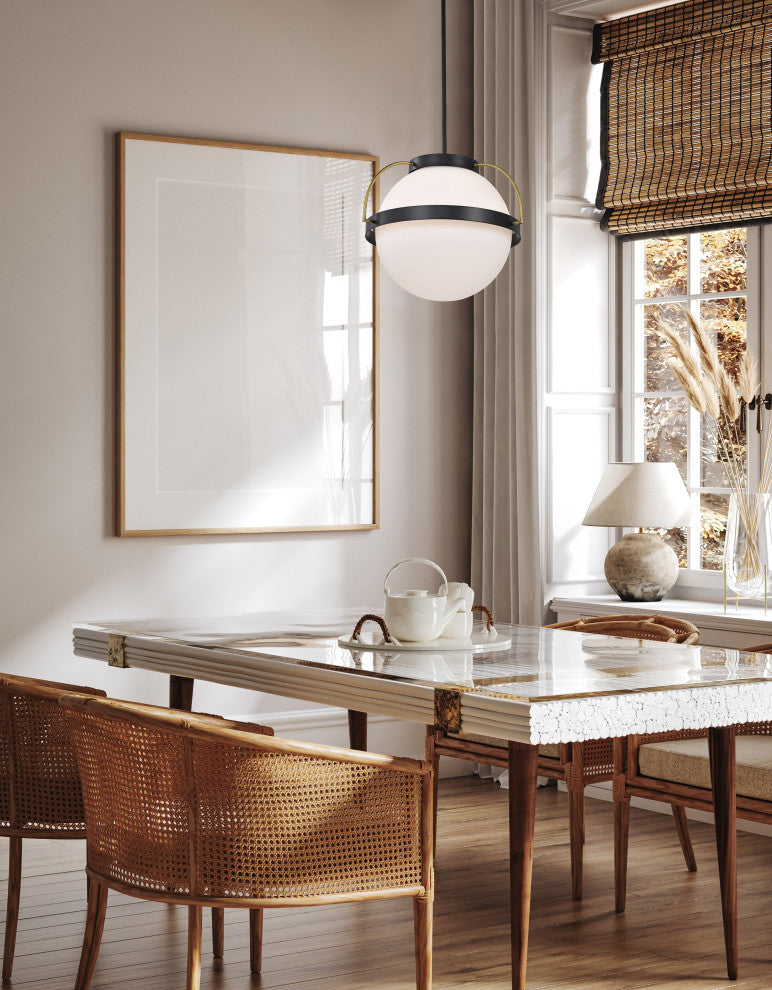 Lakeshore 1 Light Large Pendant, White Opal Glass