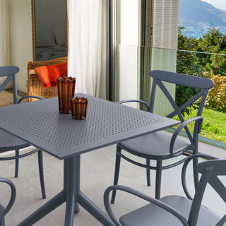 Cross XL Patio Dining Set With 4 Chairs Dark Gray
