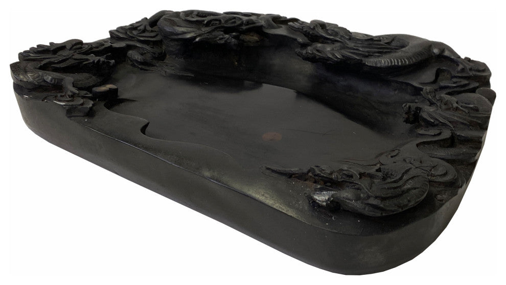 Chinese Oriental Black Color Dimensional Dragon Ink Well Pad Display Hws1739