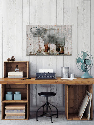 "Gray Elephant" Painting Print on Wrapped Canvas, 30"x20"