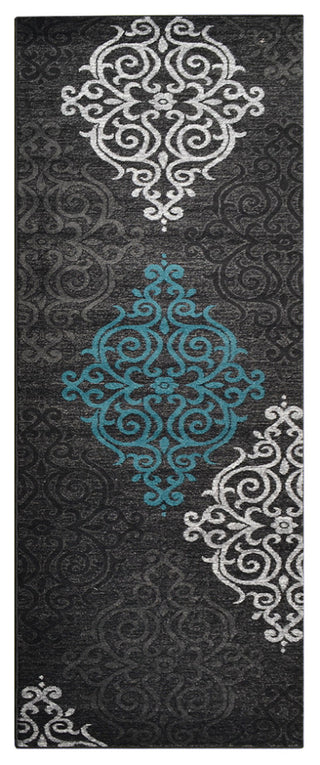 MACHINE MADE HEATSET POLYPROPYLENE AREA RUGS -Silver Blue,Contemporary Design, [Runner] 3'2''x10'