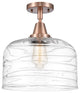 Caden X-Large Bell Flush Mount, Antique Copper, Clear Deco Swirl