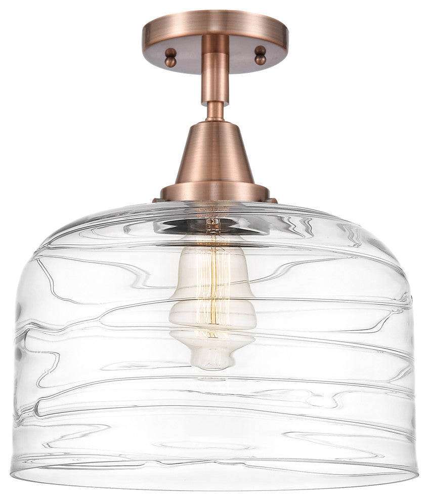 Caden X-Large Bell Flush Mount, Antique Copper, Clear Deco Swirl