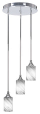 Empire 3-Light Cluster Pendalier, Chrome/Onyx Swirl