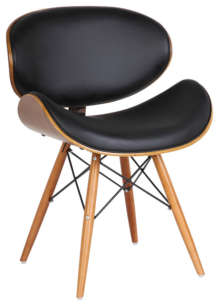 Cassie Mid-Century Dining Chair, Walnut, Black