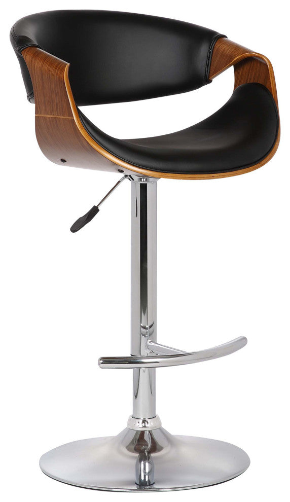 Butterfly Swivel Adjustable Bar Stool, Walnut With Black