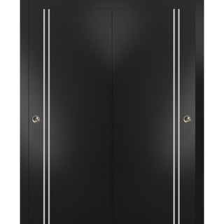 Bypass Doors 72 x 84 | Planum 0310 Matte Black with  | Sturdy Rails