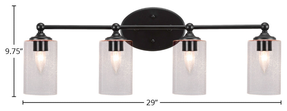 Capri 4-Light Bath Bar, Matte Black/Clear Bubble