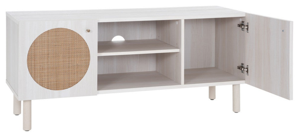 Safavieh Ophelia 2 Door 2 Shelf Media Stand, Bleached White/Natural