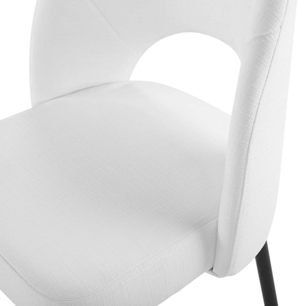 Side Dining Chair, Set of 2, Fabric, Metal, Black White, Cafe Bistro Restaurant