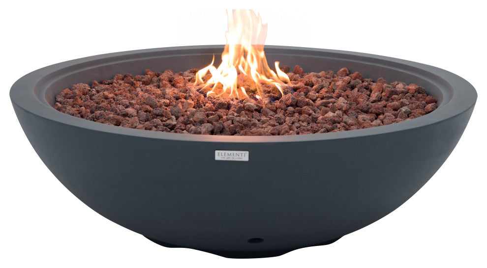 Rose Bowl Round Dark Grey Concrete 48" Propane Fire Bowl