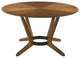 Santana 5-Piece Round Walnut Wood Dining Table Set With Blue Fabric