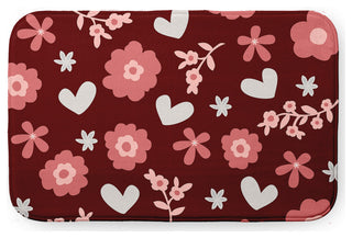 24" x 17" Flowery Love Bathmat, Red
