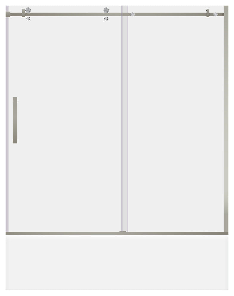 LessCare ULTRA-B Clear Glass Bath-Tub Door Brushed Nickel Finish, 56-60"x62"