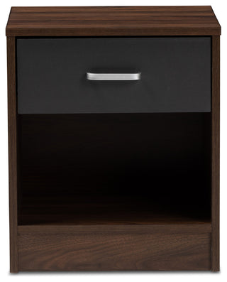 Hansel 1-Drawer Dark Brown and Dark Gray Nightstand