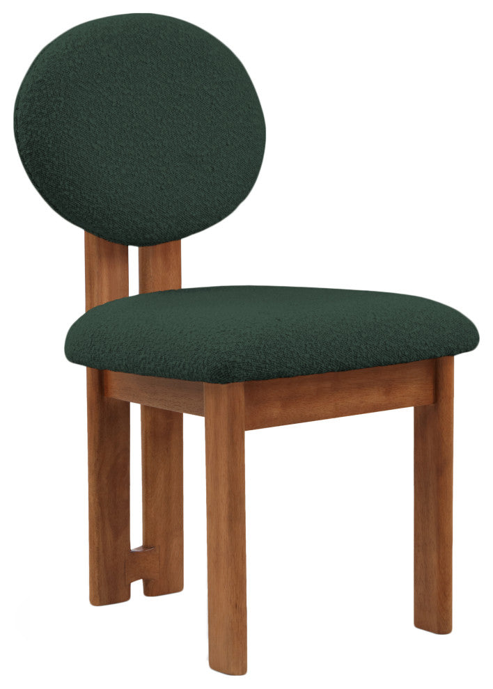 Napa Boucle Fabric Dining Chair, Set of 2, Green, Walnut Finish