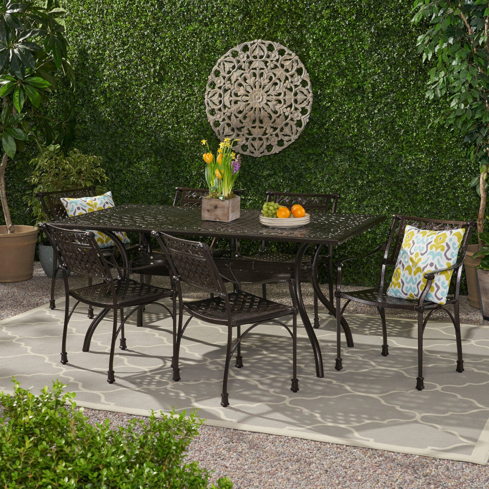 David Outdoor Aluminum 7-Piece Dining Set