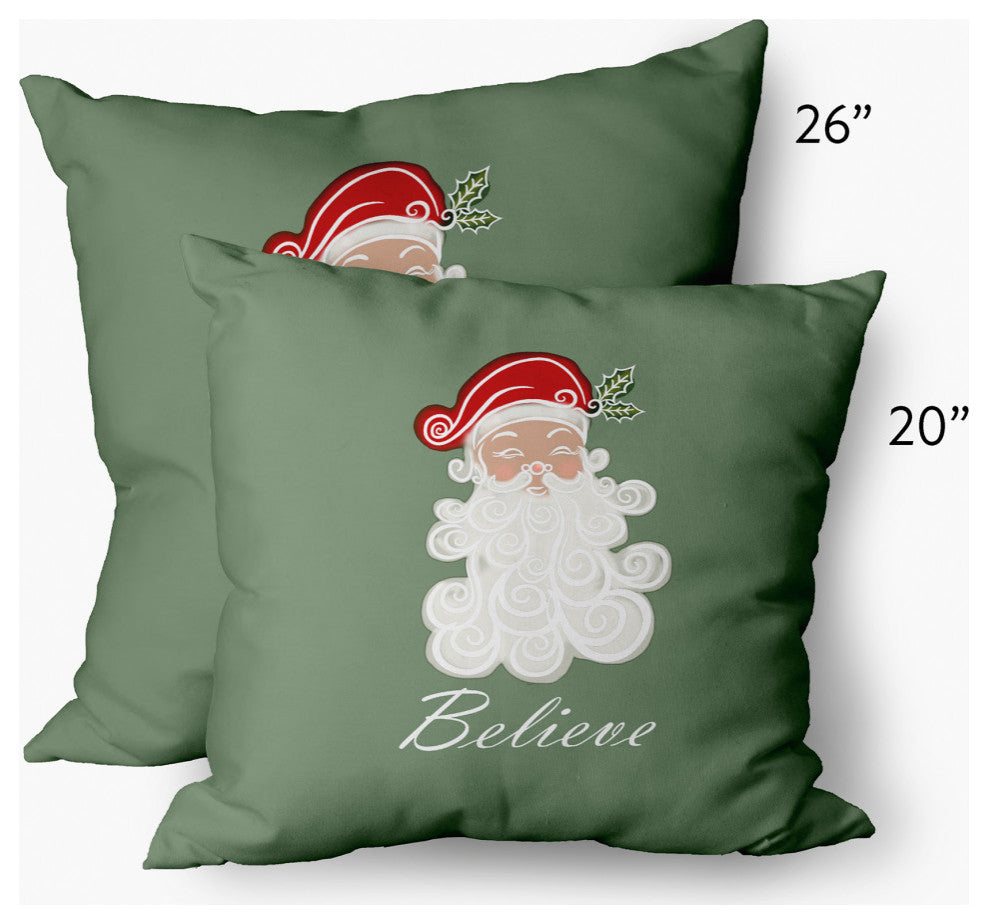 Believe in Santa Decorative Throw Pillow, Sage Green, 14"x20"